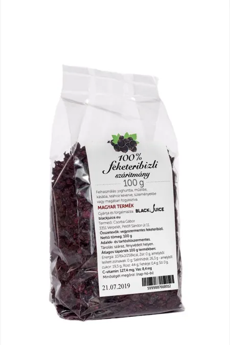 100% feketeribizli szárítmány (szárított feketeribizli) 100 g-os tasakban – Black Juice
